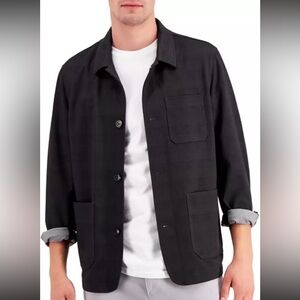 Alfani Men's Sz M  Regular-Fit Solid Shirt Jacket Black